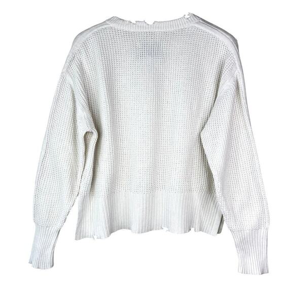Pistola White Distressed Pullover Sweater 100% Cotton MEDIUM Crewneck - Picture 5 of 5